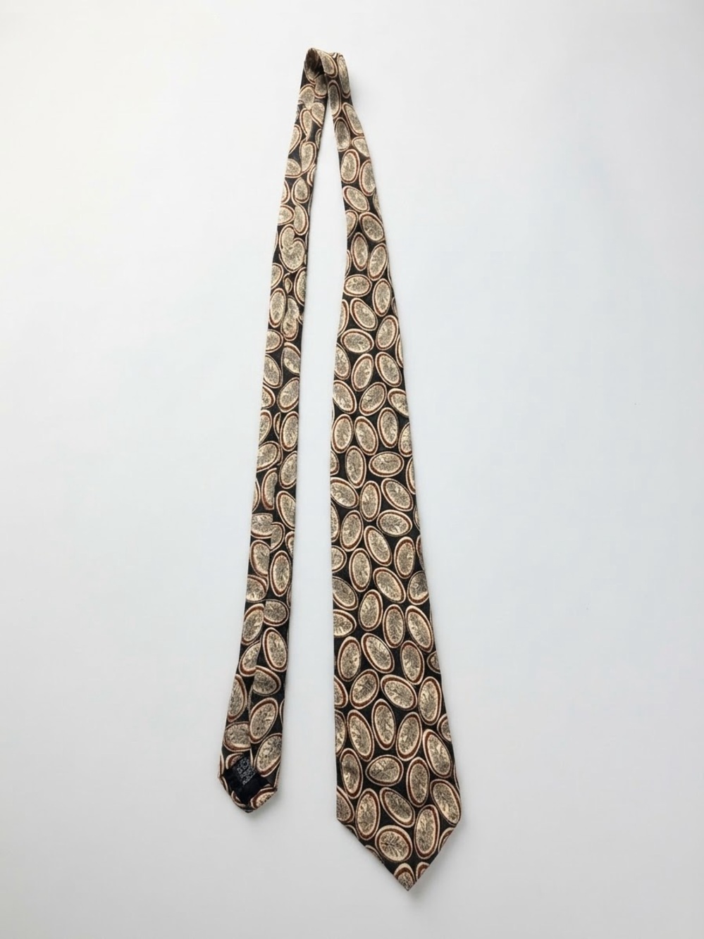 Hugo Boss Black Brown Leaf Medallion Silk Tie Made In Italy